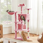 Rascador para gatos Costoffs, de 145 cm de altura, robusto árbol trepador con postes de sisal para rascar, 2 cuevas para gatos y sisal de juego para gatos