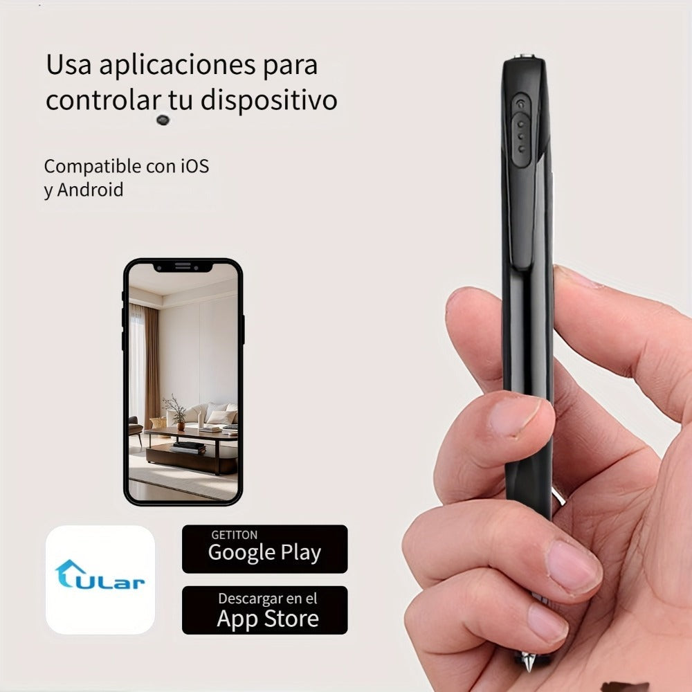 Grabadora de Video Inteligente con Cámara en Forma de Bolígrafo 1080P, Batería Portátil Integrada, Detección de Movimiento AI, Larga Autonomía, Grabación de Reuniones y Conferencias, Compatible hasta Tarjeta SD de 256G
