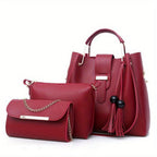 Conjunto de 3 bolsos de moda y versátiles para mujer con borlas de perlas, bolso tote de gran capacidad, bolso de mano exquisito y ligero, que satisface las necesidades del desplazamiento diario y los viajes, ideal para regalos de cumpleaños