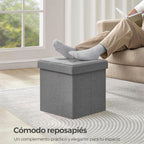 Puff o Banco de almacenaje Plegable | Taburete Reposapiés Otomana | Baúl de Almacenamiento | Taburete Reposapiés.para Cama, Dormitorio, salón, Comedor o Recibidor | 38x38x38cm | Soporta 300kg.