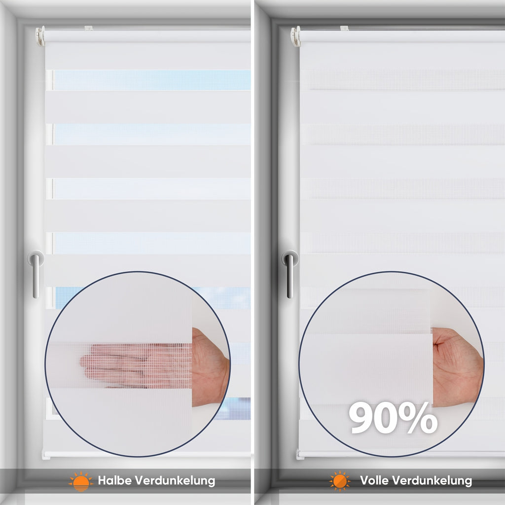 Persianas enrollables | Sekey Persiana de Doble Rodillo Sin Perforaciones, Montaje con Clip, Doble Cortina de Rodillo para Ventanas, Control de