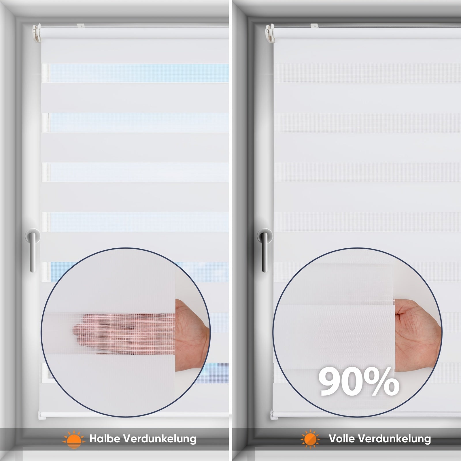 Persianas enrollables | Sekey Persiana de Doble Rodillo Sin Perforaciones, Montaje con Clip, Doble Cortina de Rodillo para Ventanas, Control de