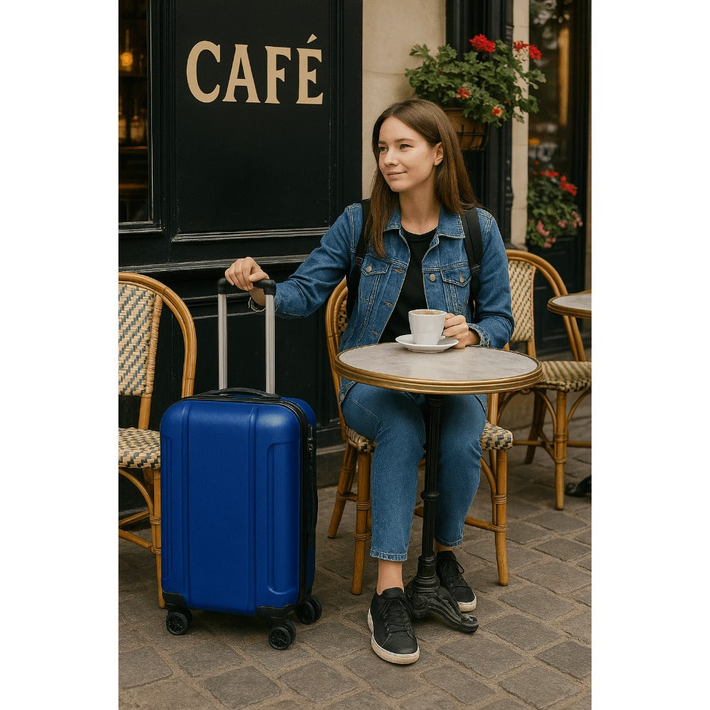 Maleta Avión Equipaje de Mano Viaje Cabina Trolley ABS Rígida 4 Ruedas Maleta de cabina rigida con asa telescopica 55x35x20CM