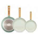 Juego de Sartenes Cocina 20+24+28 Revestimiento Antiadherente para Inducción | Recubrimiento Cerámico | Mango Soft-Touch | Set de Sartenes | Libre de PFOA y PFAS