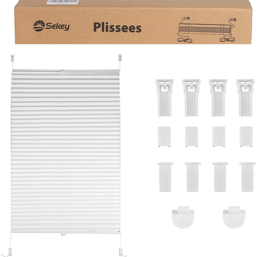 Estor enrollable | Persianas opacas plisadas con cordón Sekey para cubrir ventanas - Instalación sin taladro, estores enrollables de bloqueo con