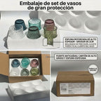TRESV Set de 6 Vasos de Cristal 250ml | Diseño de Diamante Elegante | Aptos para Lavavajillas | Vidrio Sin Plomo para Agua y Refrescos