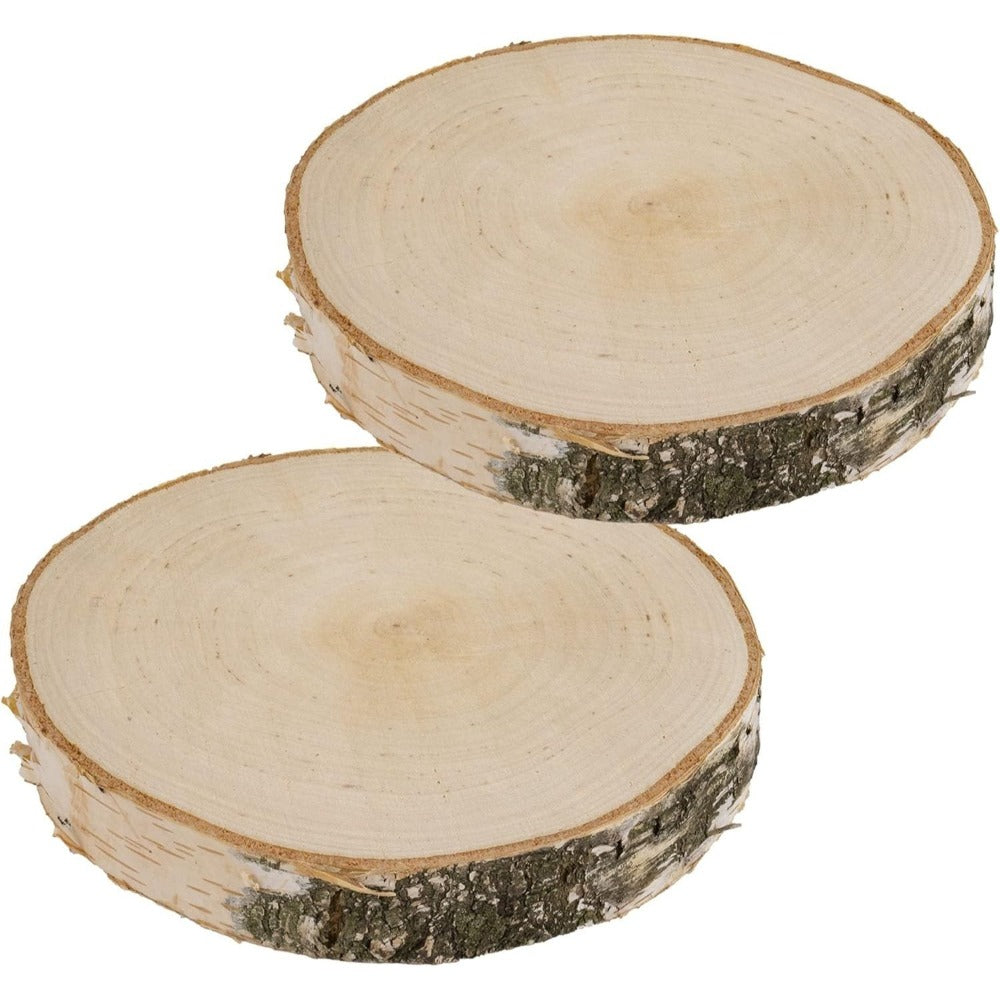 Lámina de Madera de Abedul 17–20 cm con Corteza Natural Redonda | Cortada a Mano, Cruda, Pulida, Producción de Poli | Perfecta para Decoraciones DIY, Adornos, Portavelas, Decoupage, Pirograbado, Transferencia de Fotos, Bodas Boho | Estructura de Veta Únic