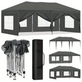 Toldo plegable de exterior de 1 pieza de 3 x 6 metros, toldo para exteriores, carpa de recepción portátil, cenador de metal, refugio, equipado con 6 paredes laterales y 4 ventanas, resistente al viento, protección UV, fácil de instalar, resistente y durad