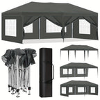 Toldo plegable de exterior de 1 pieza de 3 x 6 metros, toldo para exteriores, carpa de recepción portátil, cenador de metal, refugio, equipado con 6 paredes laterales y 4 ventanas, resistente al viento, protección UV, fácil de instalar, resistente y durad