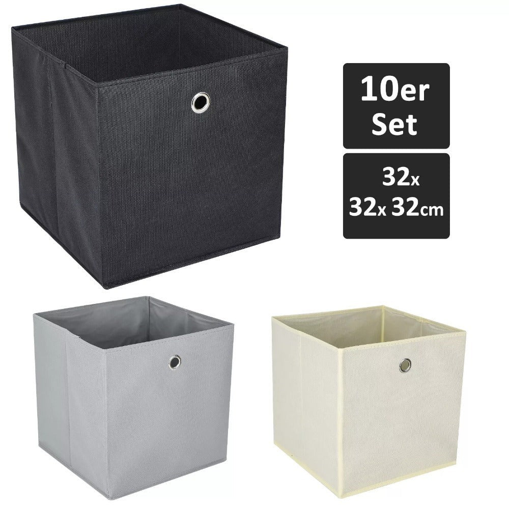 Juego de 10 Cajas de Almacenamiento Plegables de Tela con Orificio para Dedo 32 x 32 x 32 cm para Estantes Kallax o Separador de Ambientes