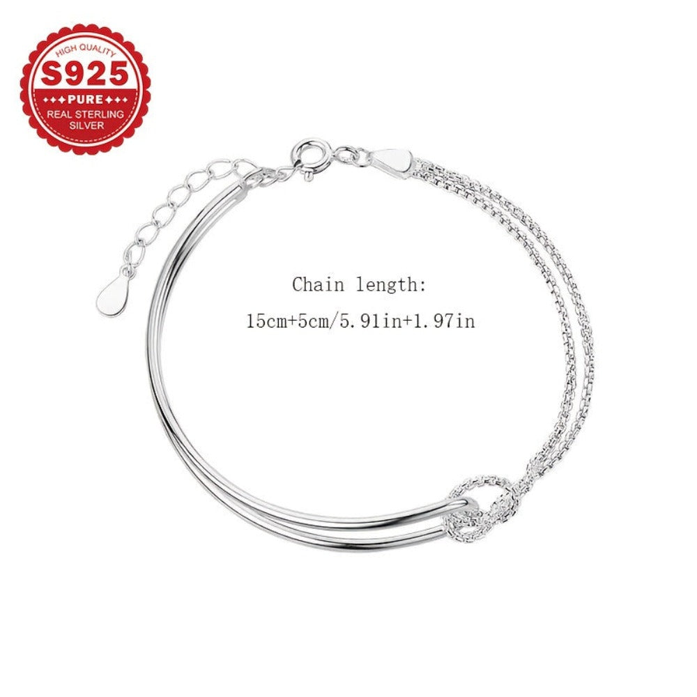 Pulsera de moda para damas, hecha de plata esterlina S925 con un diseño geométrico elegante. Versátil, amigable con la piel y cómoda de usar - perfecta para el día a día, ocasiones especiales o como idea de regalo elegante para cumpleaños y Navidad.