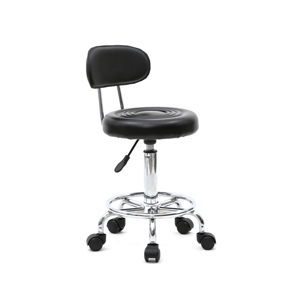 Taburete de salón redondo con ruedas y respaldo, taburete giratorio de salón de altura ajustable con ruedas y asiento suave para spa, salón de dibujo, tatuaje