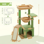 Árbol para Gatos de Interior PAWZ con Gran Apartamento, 1 Tablero de Sisal, 3 Postes Rascadores, Torre Rascadora para Gatos con Hamaca Grande y Percha de 90cm