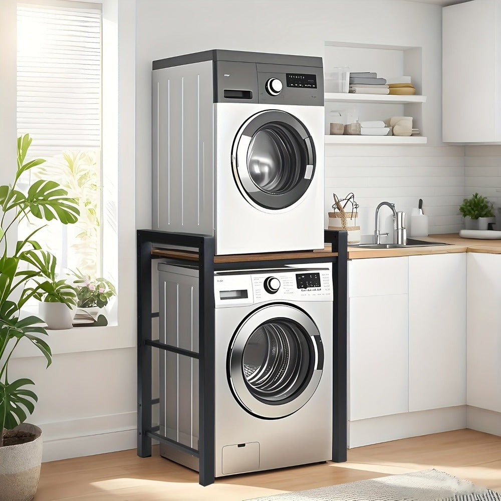 Estante Apilable para Lavadora y Secadora, Soporte de Acero Resistente para Almacenamiento, Estante para Lavadora, Ahorro de Espacio Sobre la Lavadora y la Secadora, Capacidad de Carga 350Kg, para Baño, Lavandería, Estante de Pie