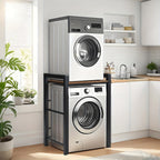 Estante Apilable para Lavadora y Secadora, Soporte de Acero Resistente para Almacenamiento, Estante para Lavadora, Ahorro de Espacio Sobre la Lavadora y la Secadora, Capacidad de Carga 350Kg, para Baño, Lavandería, Estante de Pie