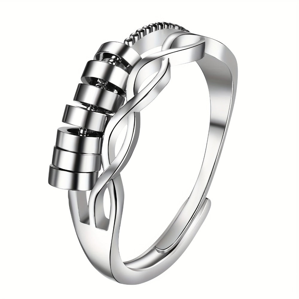 Anillo de ansiedad para mujer, anillo giratorio de acero inoxidable, anillo de meditación ajustable