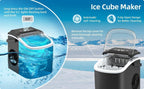 Máquina de cubitos de hielo LEENON, productora de cubitos de hielo de 12 kg, 8 cubitos listos en 6 minutos, máquina de cubitos de hielo negra con asa portátil, 12 kg/24 H, máquinas de cubitos de hielo autolimpiables