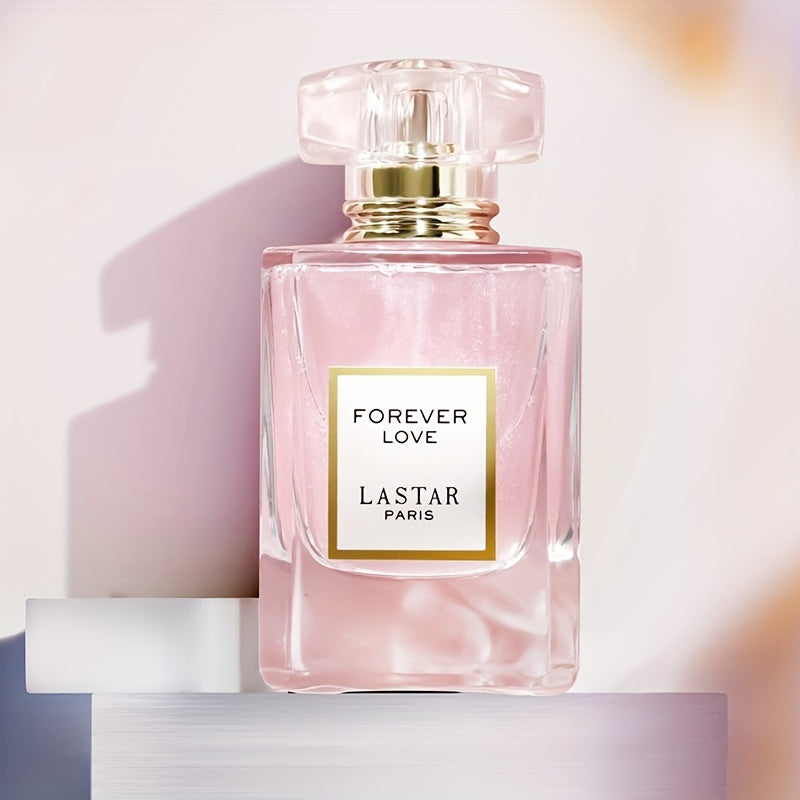 LASTAR Paris Forever Love Perfume 1.86 oz, Aroma Romántico Floral con Rosa, Jazmín, Vainilla y Pachulí, Fragancia Suave y Fresca, Duradera, Elegante Botella de Vidrio Rosa con Tapa Dorada, Regalo Perfecto para Fiestas/Vacaciones para Mujeres