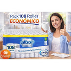 Colhogar albor , Ahorro XXL 108 Rollos Papel Higiénico WC - Olvídate de Comprar por Meses