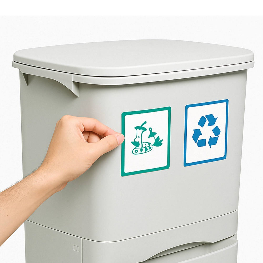 Papelera de reciclaje de clasificación selectiva con pedal. ruedas y asa de doble 38/42L