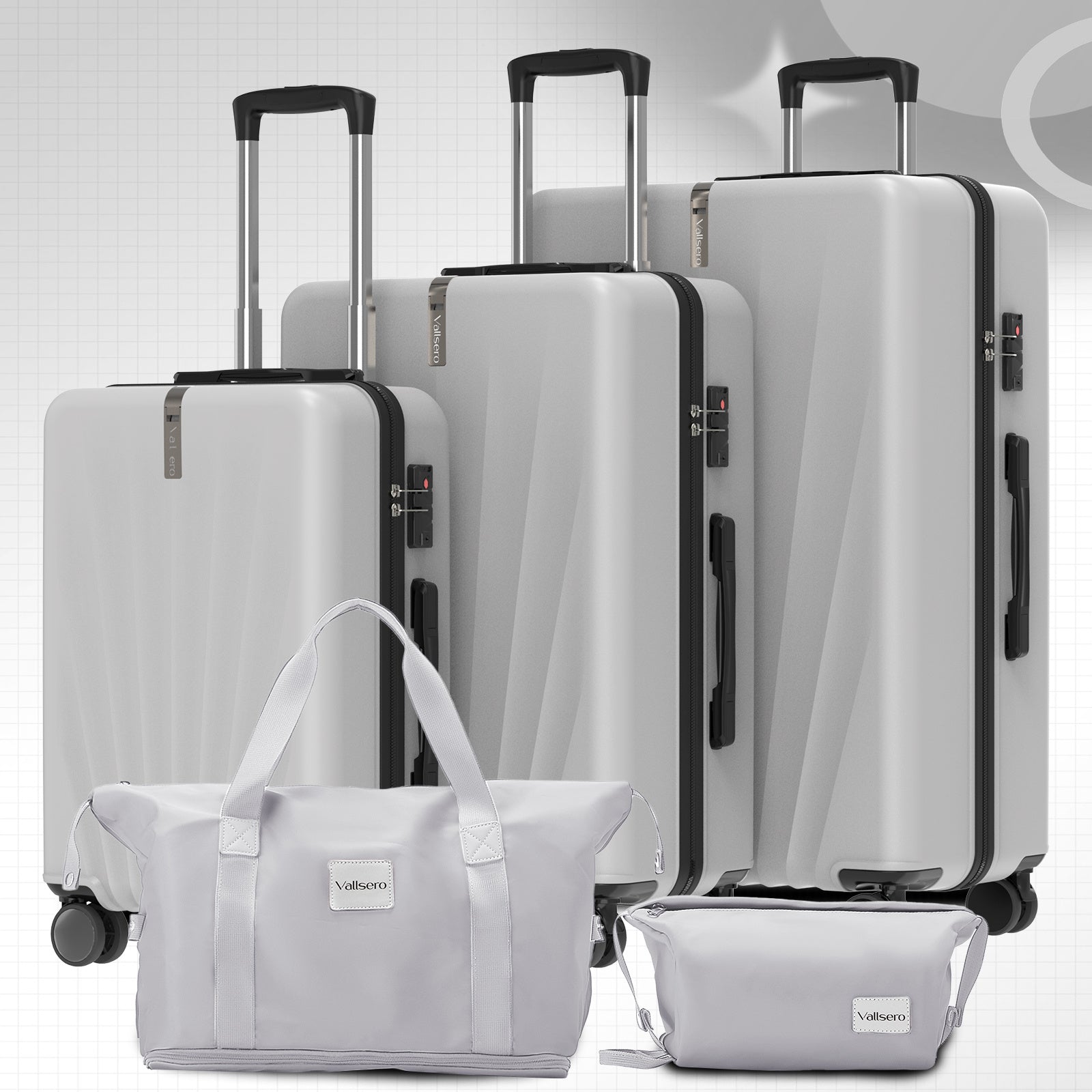 Juego de 5 piezas de equipaje, juego de viaje para trolley de negocios y viajes, cerradura TSA, ruedas de 360°