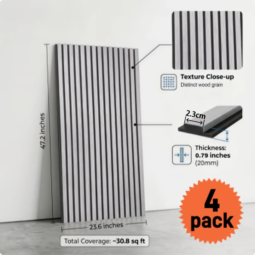 Paquete de 2/4 Paneles Acústicos Autoadhesivos, Tamaño 60*120 Cm, Fieltro Absorbente de Sonido, Diseñados Específicamente para Aislamiento Acústico y Reducción de Eco. Paneles de Pared Decorativos con Diseño de Grano de Madera, Adecuados para Decorar las