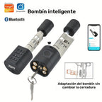 Cerradura Inteligente Cilindro Compatible para Oficina - Sistema de Desbloqueo 5 en 1 con Huella/Llave/Tarjeta/Contraseña/Control por App Tuya, Adecuada para Puertas y Sistemas de Entrada