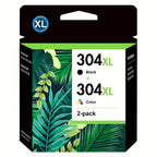Cartucho de tinta | Cartuchos de tinta 304XL de alta producción reconvertidos para HP 304 XL (paquete de 2, color negro) para HP DeskJet 2600