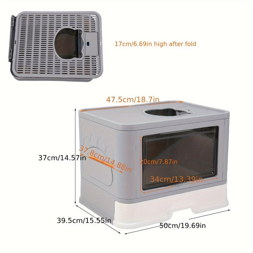 Caja de arena cerrada para gatos, cajas de arena con entrada frontal y salida superior, bandeja de arena extraíble con masajeador, pala para arena, para gatitos, diseño desmontable