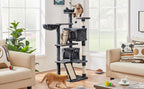 Rascador para gatos Costoffs, de 145 cm de altura, robusto árbol trepador con postes de sisal para rascar, 2 cuevas para gatos y sisal de juego para gatos