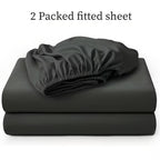 Paquete de 2 Sábanas Ajustables de 100% Poliéster Jersey 130gsm, Color Aleatorio, Sábana de Lino Completo, Falda de 30cm, Hipoalergénica, Sábana Transpirable, Adecuada Para Dormitorio, Residencia Estudiantil Y Habitación De Invitados, Lavable A Máquina, R