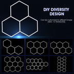 Luz LED para garaje | Paquete de 14 luces hexagonales tipo panal con marco, estilo moderno 680W 72420LM LED para lámpara de techo de garaje con