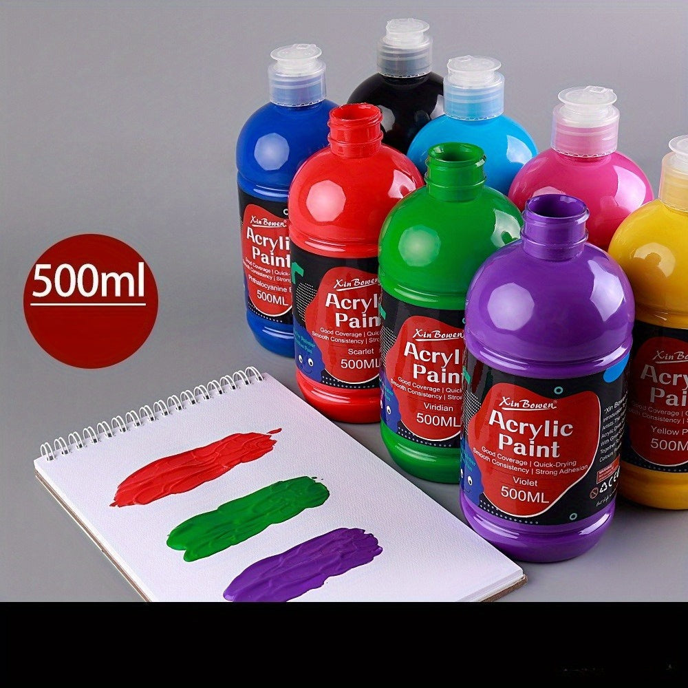 Pintura acrílica prémium de 14 colores en botellas de 500 ml, consistencia espesa y cobertura opaca para trabajo de estudio, bocetos al aire libre, pintura sobre lienzo, murales de pared y manualidades (artistas, estudiantes, aficionados)