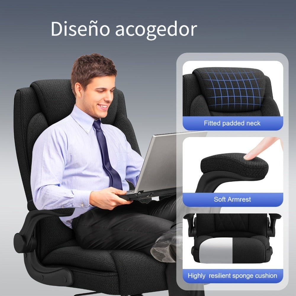 Silla de oficina ejecutiva, silla de oficina en casa grande y alta de alta resistencia para 226.8 kg, soporte ergonómico para cuello, espalda y cintura, rueda silenciosa de cinco patas, adecuada para escritorio de computadora en casa, escritorio