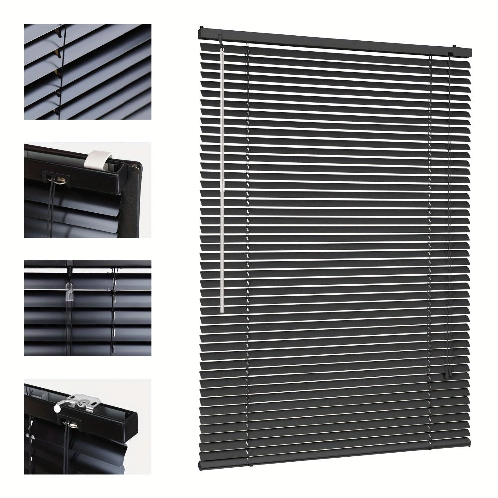 Persiana veneciana Sekey Klemmfix para ventanas, de suspensión libre, lamas de aluminio de 25 mm, con perforación, incluye material de montaje, persiana de aluminio, sin perforación