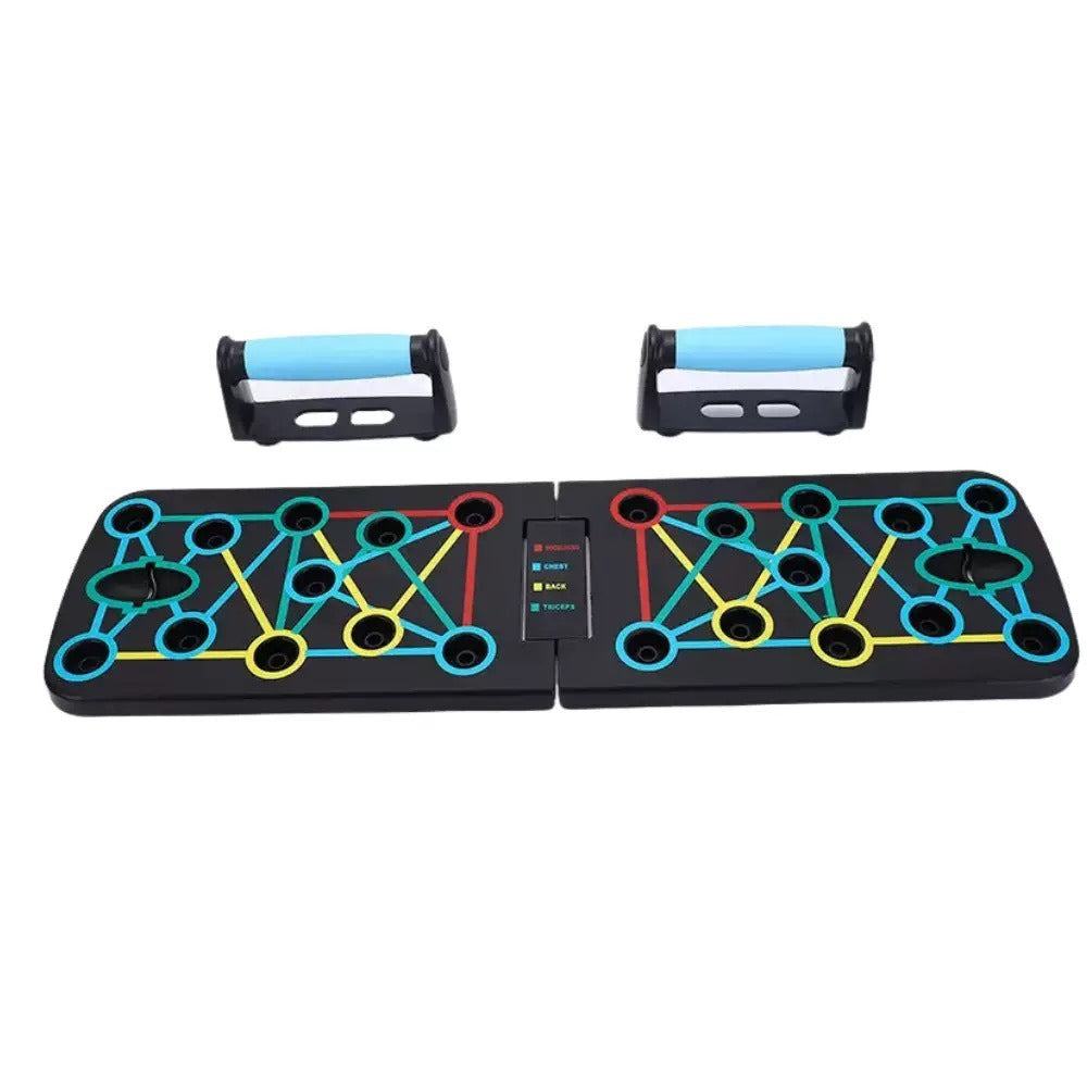 Tabla de flexiones multifuncional plegable，Entrenador de flexiones multifuncional plegable y portátil con asas antideslizantes y 2 bandas de resistencia. Diseño antideslizante, desmontable y fácil de guardar.barra de empuje para gimnasio en casa, manija d