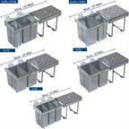 Basurero de Cocina Integrado con Rieles Telescópicos, Recogedor de Residuos Extensible para Bajo Mueble, Color Gris