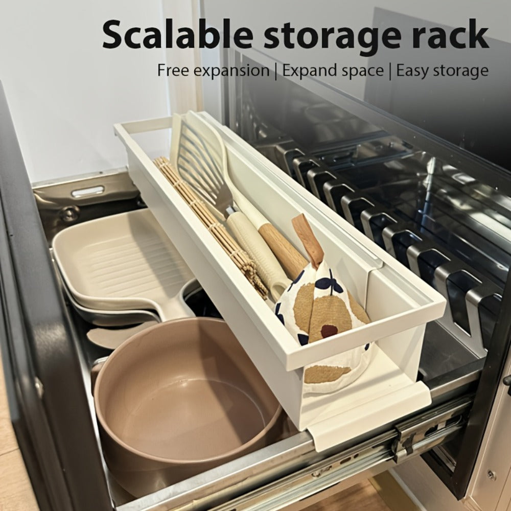 Estante de Especias Expandible, Estante de Metal Multifuncional, Estante de Almacenamiento Retráctil para Varios Botellas y Frascos en la Cocina - Estante de Platos de Un Solo Nivel, Orden y Arreglo, Uso Multiusos, Regalo Perfecto para el Día del Padre