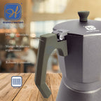 Cafetera Italiana Espresso de Aluminio para Inducción Vitro Gas Eléctrica. Cafetera de distintos tamaños 6/9/12 Tazas - Happy Friends