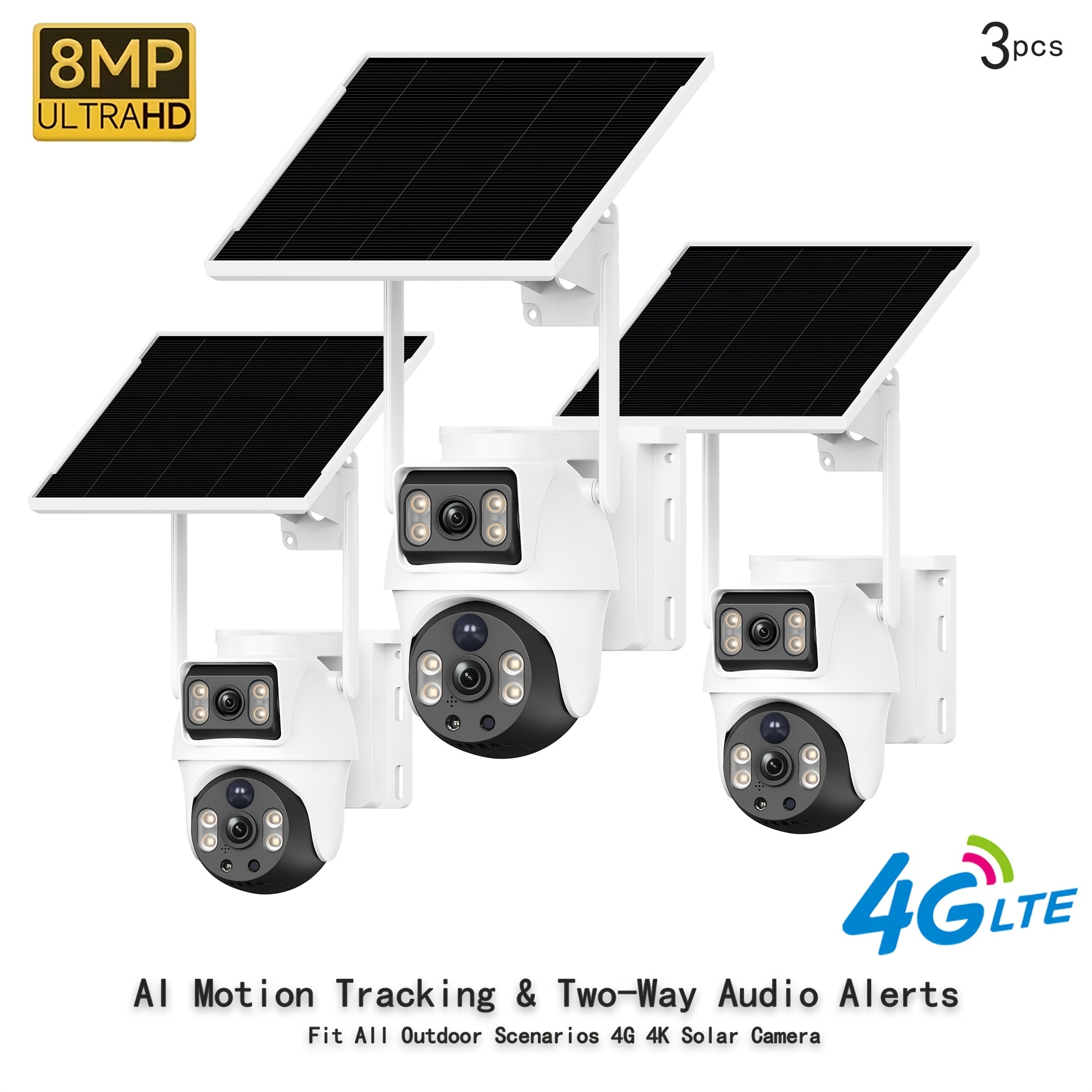 XIAOVV 1 pza/3 pzas Cámara de seguridad solar inteligente PTZ de doble lente y doble vista para exteriores. Cuenta con monitoreo de /inclinación de 360°, panel solar incluido, detección de movimiento con visión nocturna en color y audio bidireccional. Ide