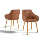 Juego de 2/4/6 sillas de comedor minimalistas con cómodo respaldo, reposabrazos y patas de madera