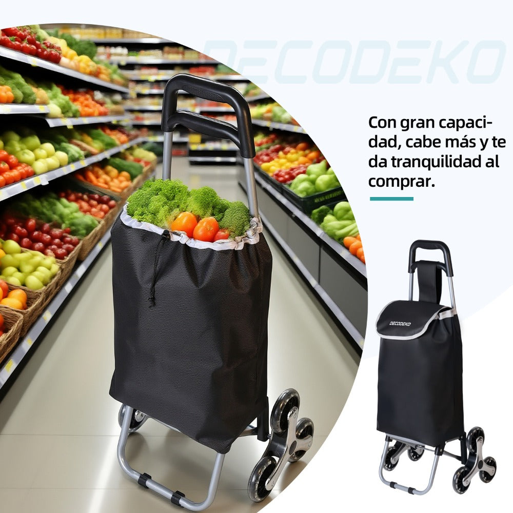 Carrito Compra Plegable de Aluminio, Carro de la compra plegable, tela Oxford bolsa,bolsa de la compra extraíble con ruedas,Carro de la Compra 6 Ruedas con Bolsa Oxford Desmontable, 95x41x28 cm, 34.6L.