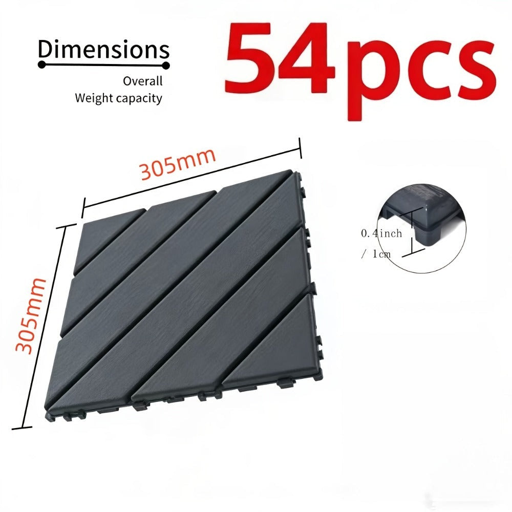 Baldosas de plástico entrelazadas para terraza, paquete de 54 baldosas impermeables para pisos de patio para uso en exteriores e interiores - Ideal para porche, piscina, balcón, patio trasero - Fácil instalación y material PP resistente