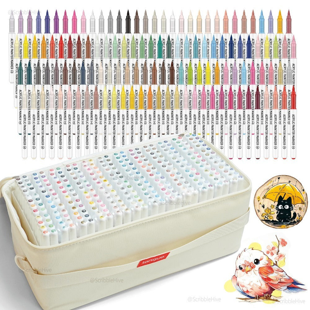 LANGUO 288 Colores Pintura Acrílica Líquida Directa con Pincel Marcador para Pintar Cerámica, Vidrio, DIY, Arte, Suministros Escolares, Papelería