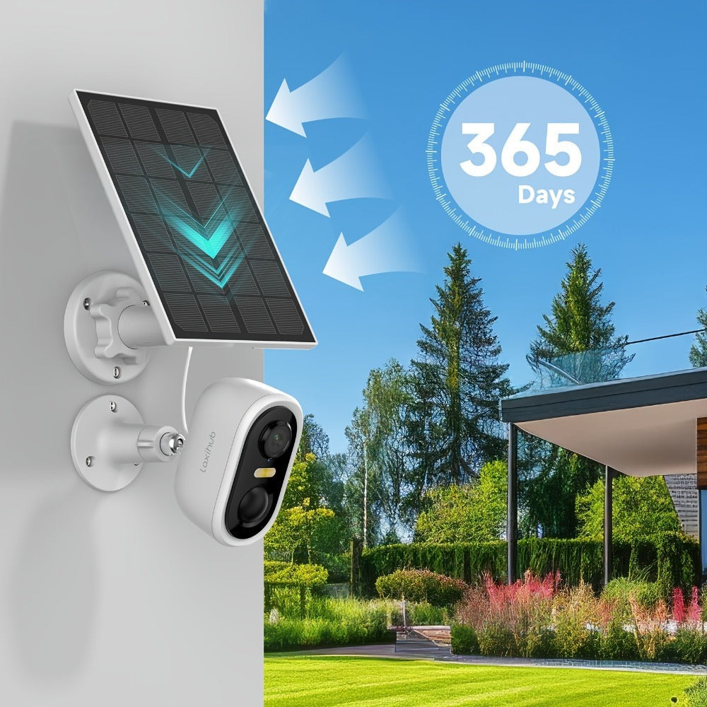 4pcs LaxiHub Cámara de Seguridad Inalámbrica FHD, Cámara Wi-Fi para Exteriores, Rastreo de Movimiento con IA, IP65, Visión Nocturna en Color, Audio Bidireccional para Seguridad de Bebés y Mascotas, Acceso Remoto por App, Almacenamiento en SD/Nube
