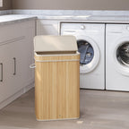 Cesto Ropa Sucia con Tapa, Cesta Ropa Sucia de Bambú, Bolsa Interior Extraíble y Lavable a Máquina, con Asas, 72 L, para Lavandería, Dormitorio, Sala de Estar