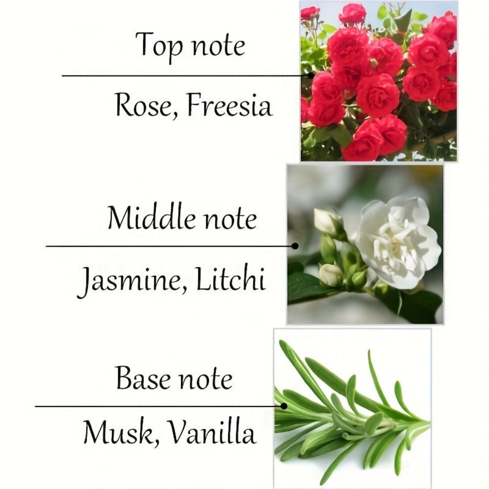 Aceite de perfume árabe para mujer que abre con rosa, mezclado con vainilla cálida y dulce, y termina con notas de almizcle y madera entrelazadas y asentadas, dejando una fragancia duradera y memorable. Su pequeño tamaño lo hace fácil de llevar