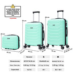 Juego de 3 Maletas 55x40x20cm ABS+Policarbonato | Maleta Mediana Expandible 66x45x27.50 - 30cm Extendido - 23kg | Neceser 29cm | Semirrígida trolley 4 ruedas giratorios a 360º cierre numérico - Negro/AzulMarino/RosaDorado/Turquesa/Menta/Verde/Amarillo/Ros
