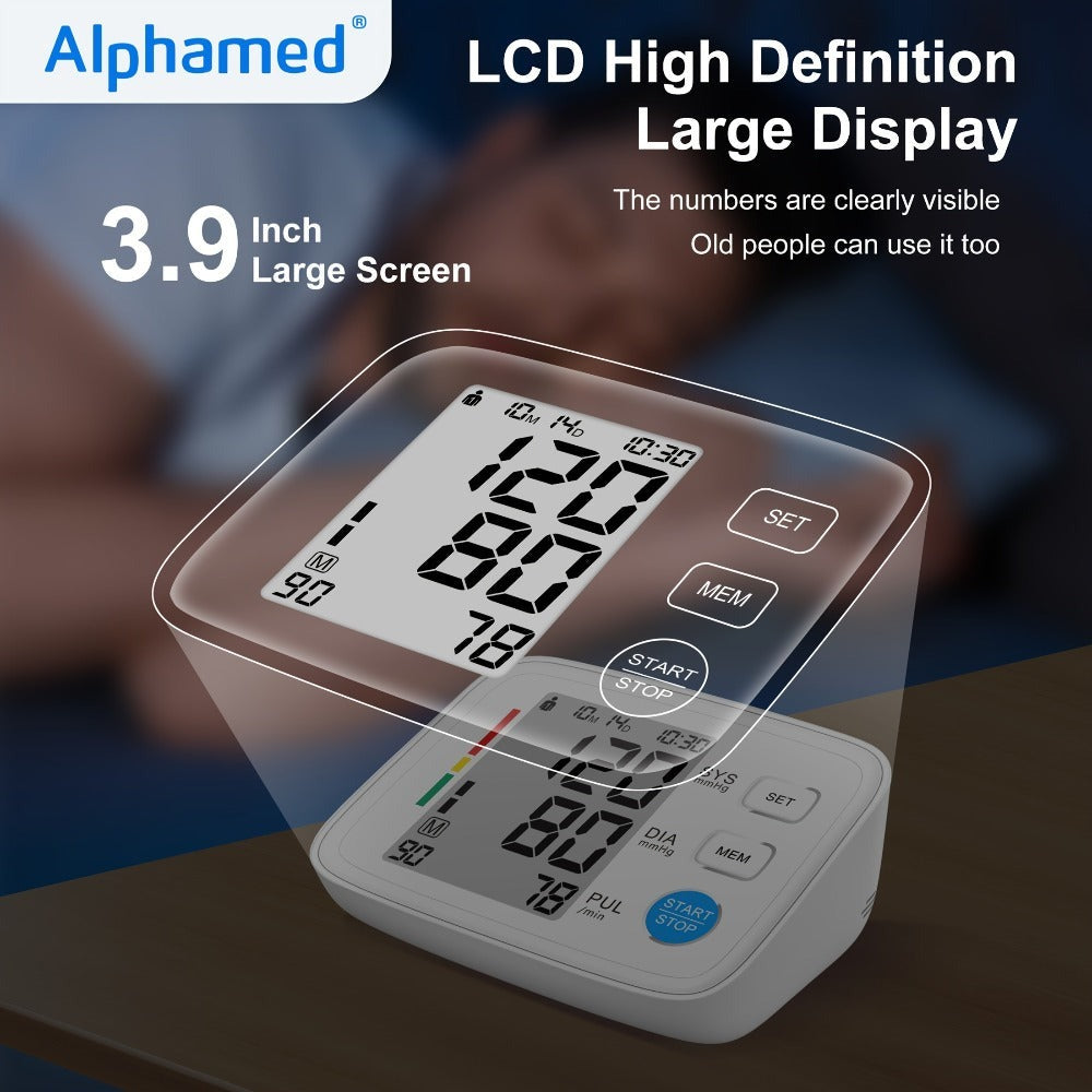 Monitor de presión arterial para el hogar con manguito de 8.17.78-43.18 cm, manguito de presión arterial automático para brazo superior, máquina digital de presión arterial (pilas no incluidas)
