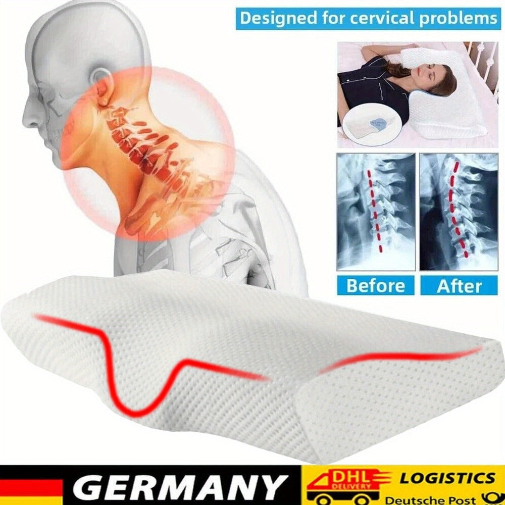 Juego de 1 almohada ortopédica para cuello de algodón lavable con funda blanca
